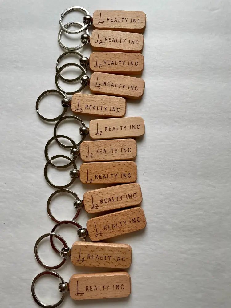 Wood Rounded Rectangle Keychain