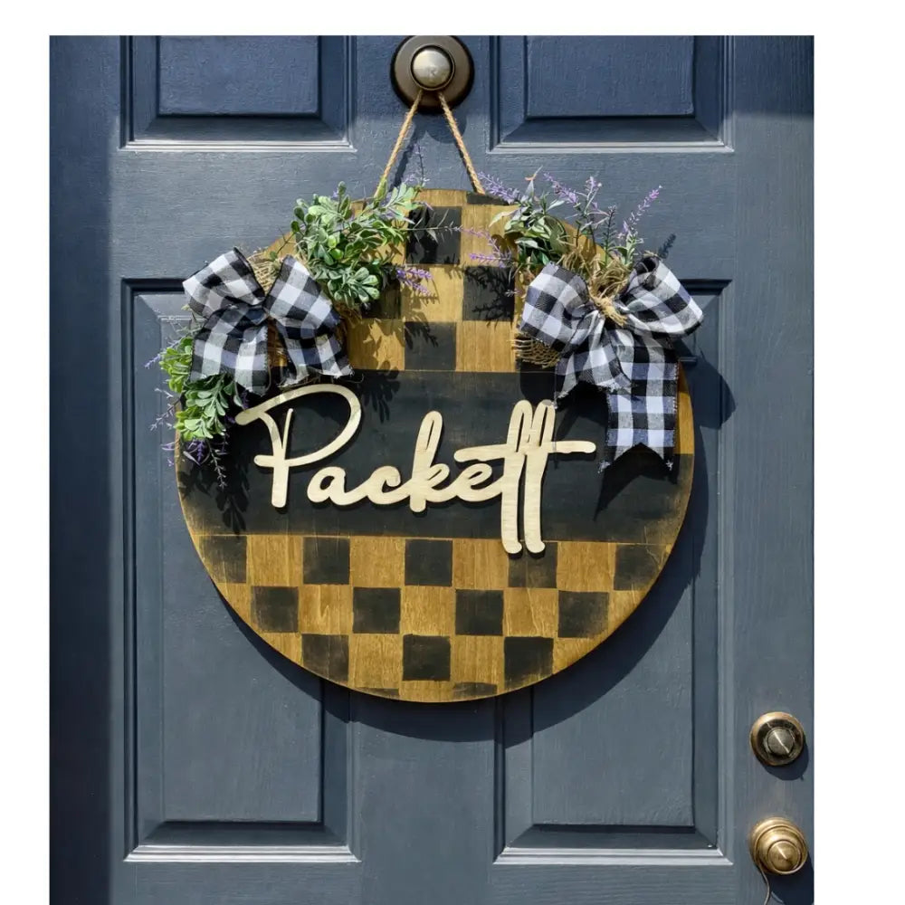 18’’ Wood Door Hanger-Checkered Black/Neutral