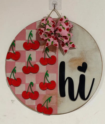 18’’ Wood Door Hanger-Cherries/Hi