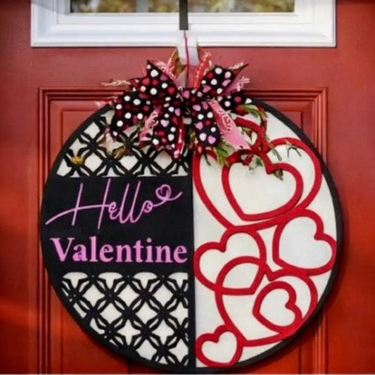 18’’ Wood Door Hanger-Hello Valentine