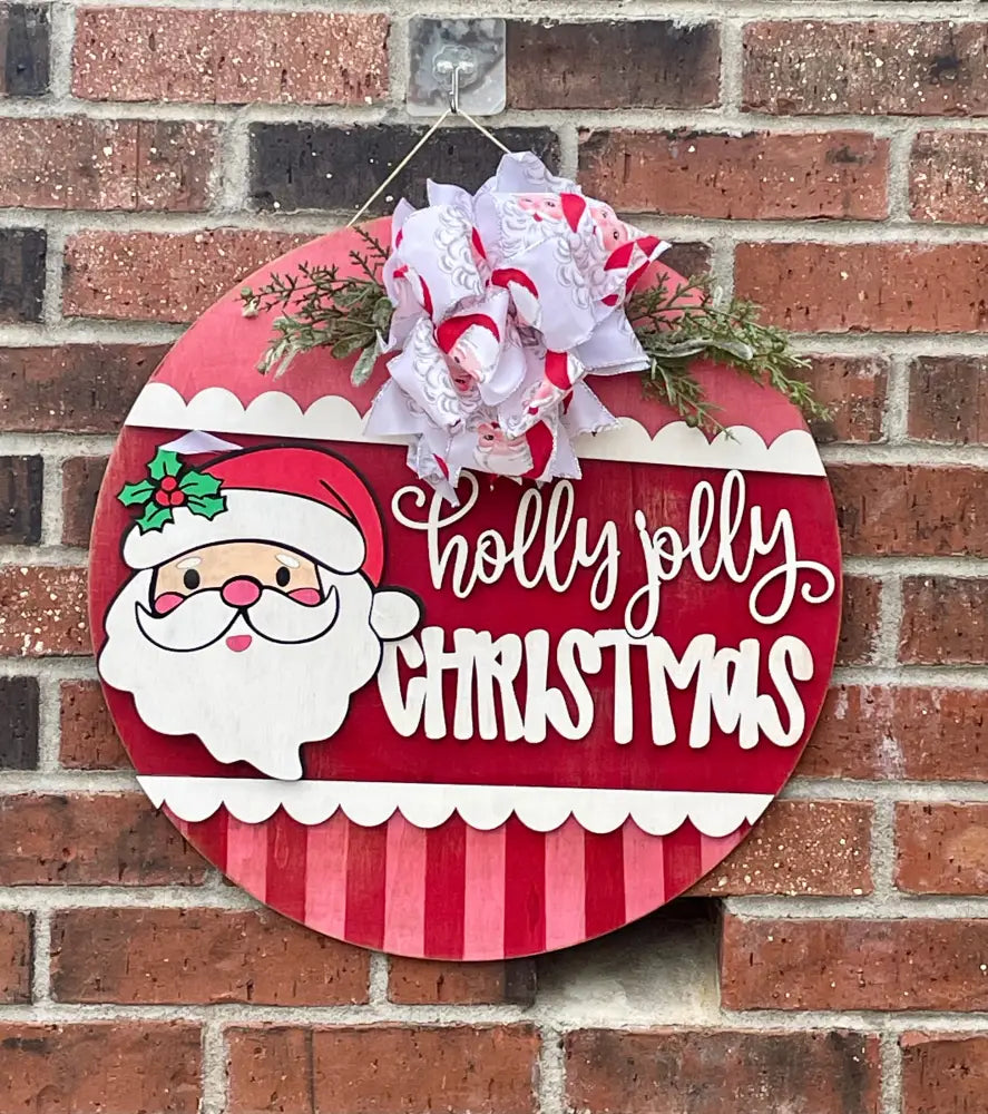 18’’ Wood Door Hanger-Holly Jolly Christmas