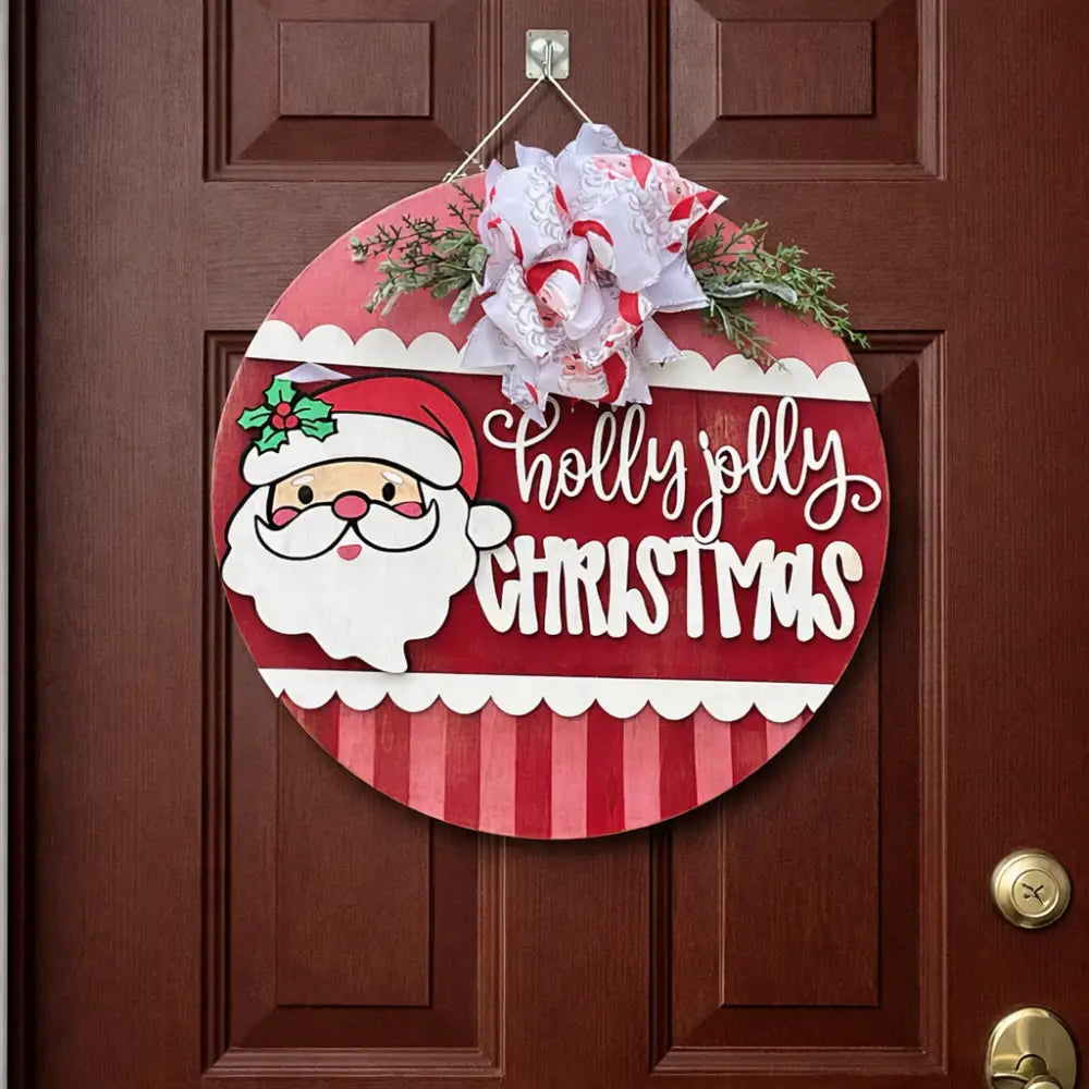 18’’ Wood Door Hanger-Holly Jolly Christmas