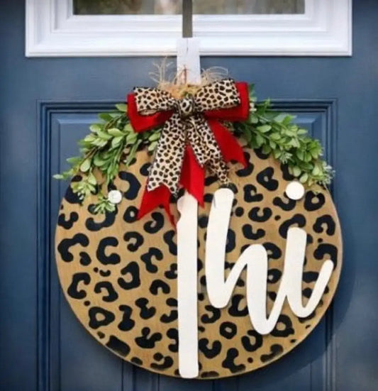 18’’ Wood Door Hanger- Leopard Hi