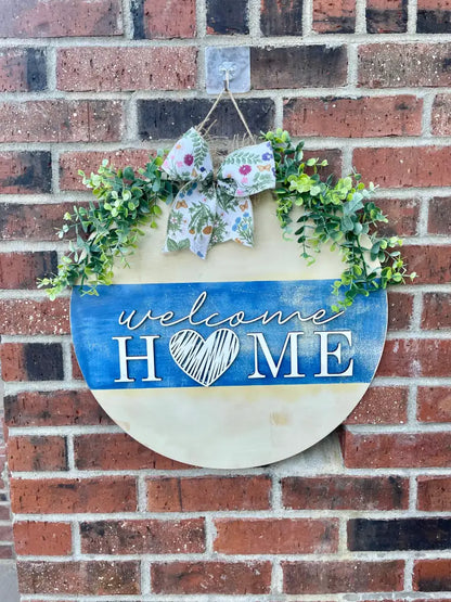 18’’ Wood Door Hanger-White/Royal Blue