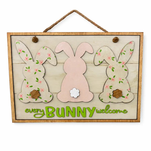 23”x16” Rectangle Wood Sign - Every Bunny Welcome