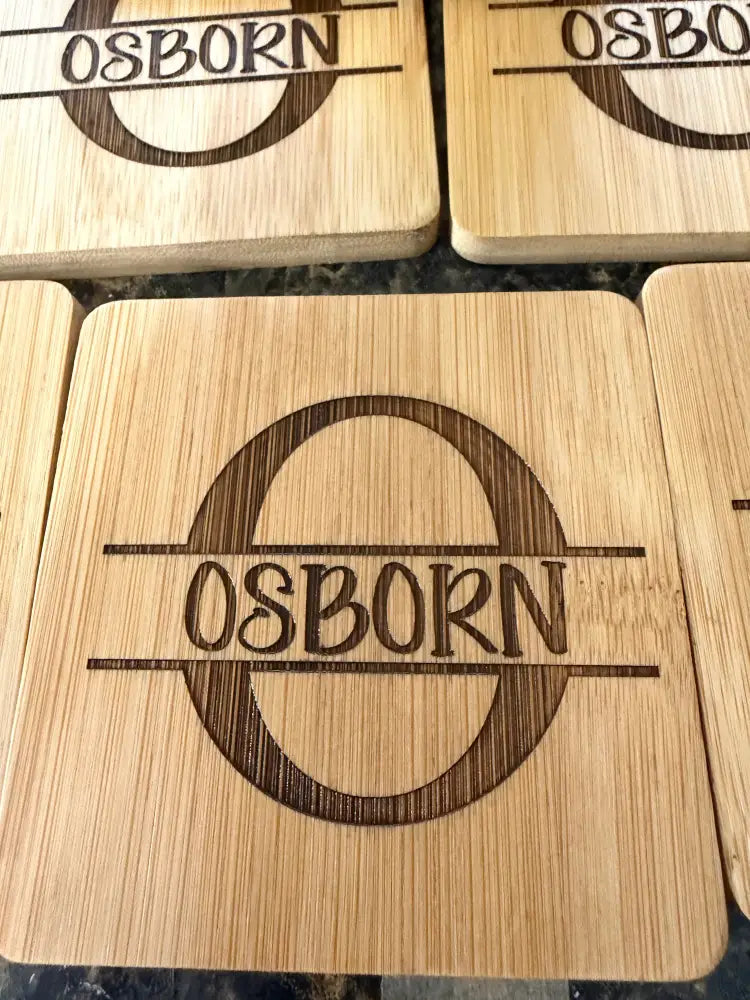 Bamboo Square 6-Coaster Set with Holder
