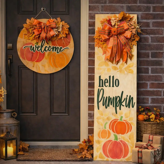 Hello Pumpkin Leaner + Welcome Door Hanger