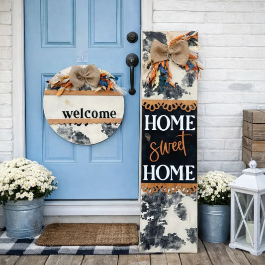 Home Sweet Home Porch Leaner + Welcome Door Hanger