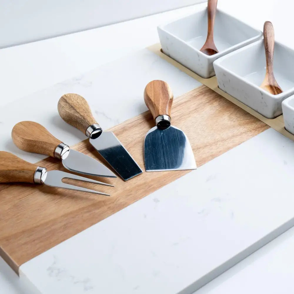 Marble & Wood Charcuterie Board Set