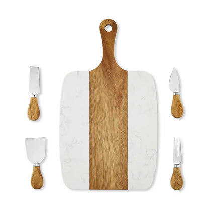 Marble & Wood Serving Board with Utensils