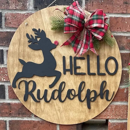 Merry Christmas Leaner + Hello Rudolph Door Hanger