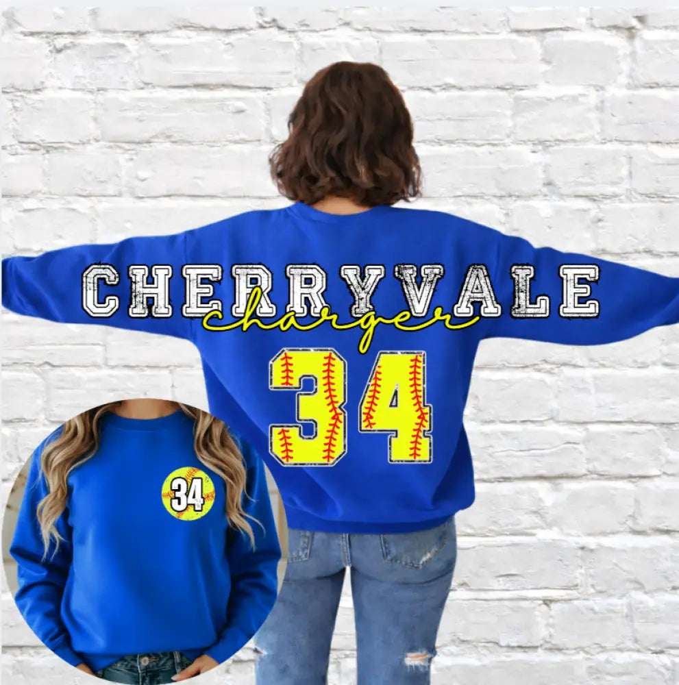 Oversized Across the Back Softball Crewneck