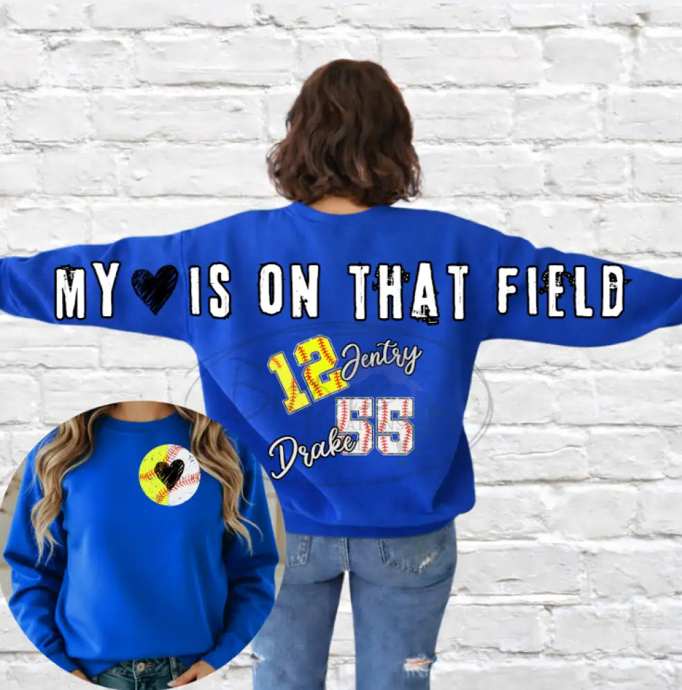 Oversized My Heart Is On The Field Baseball/Softball Crewneck