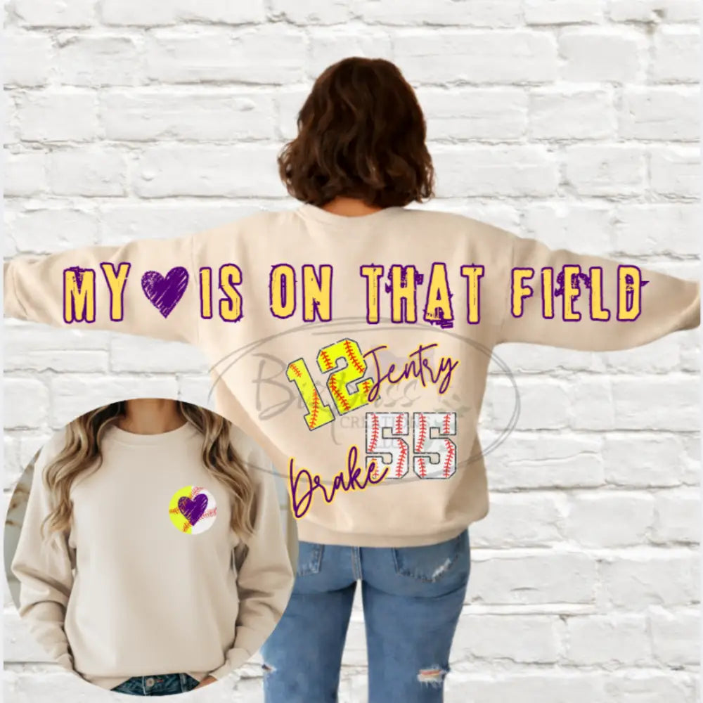Oversized My Heart Is On The Field Baseball/Softball Crewneck