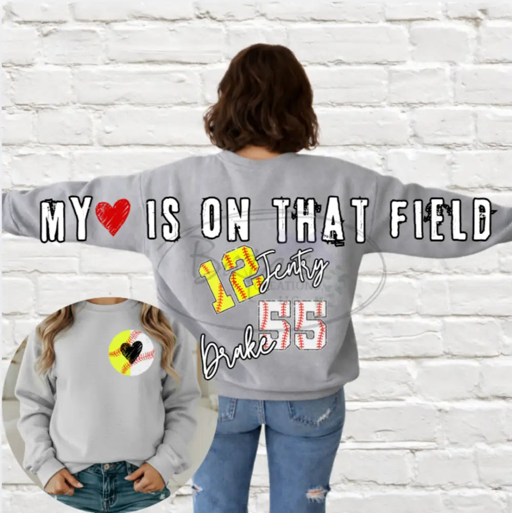 Oversized My Heart Is On The Field Baseball/Softball Crewneck