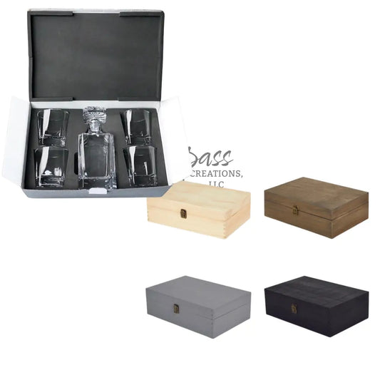 Whiskey Decanter Set + Wood Keepsake Boxes XL