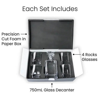 Whiskey Decanter Set + Wood Keepsake Boxes XL